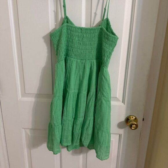 American Eagle Green Smocked Tiered Mini Sundress S - Picture 3 of 7
